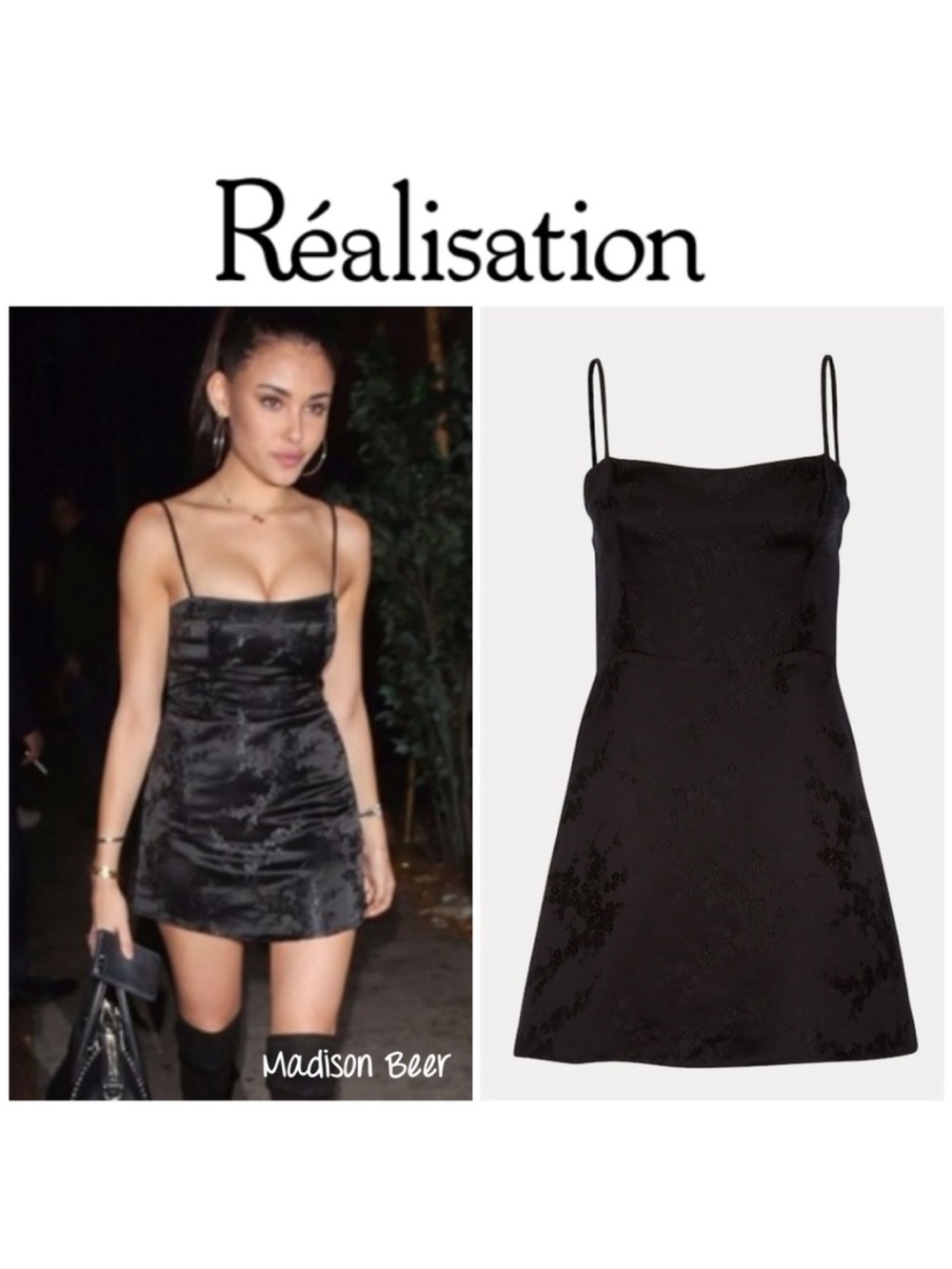 Realisation Par The Emilie Dress in Black Dragon Jacquard - Size XS